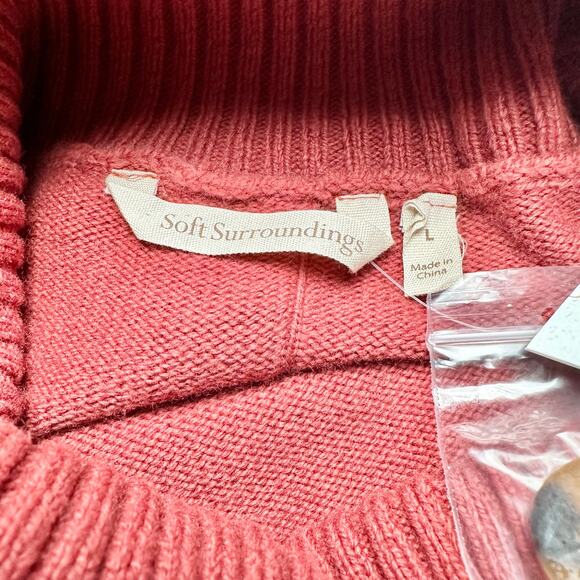 Soft Surroundings | Women | Rust Wool Blend Button Up Turtleneck Sweater | Large - Picture 7 of 8
